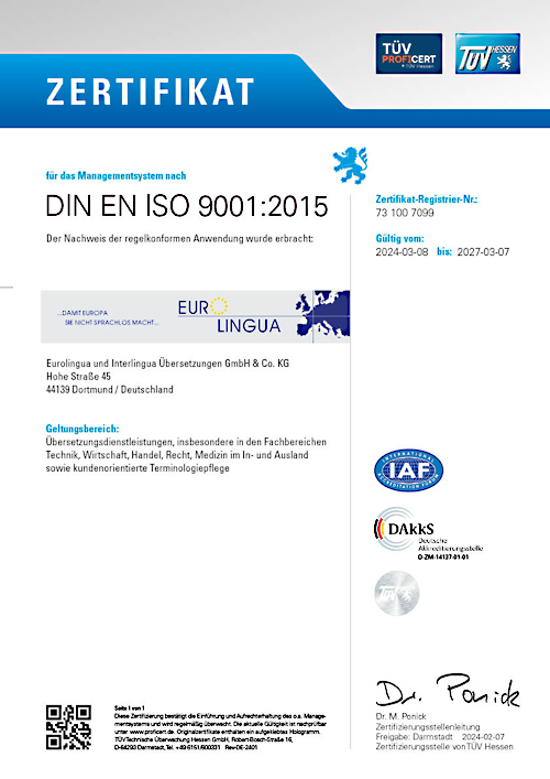 MPA-Urkunde-Eurolingua 9001:2015